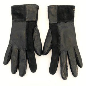 Black Leather + Suede Isotoner Gloves - Women's Size M